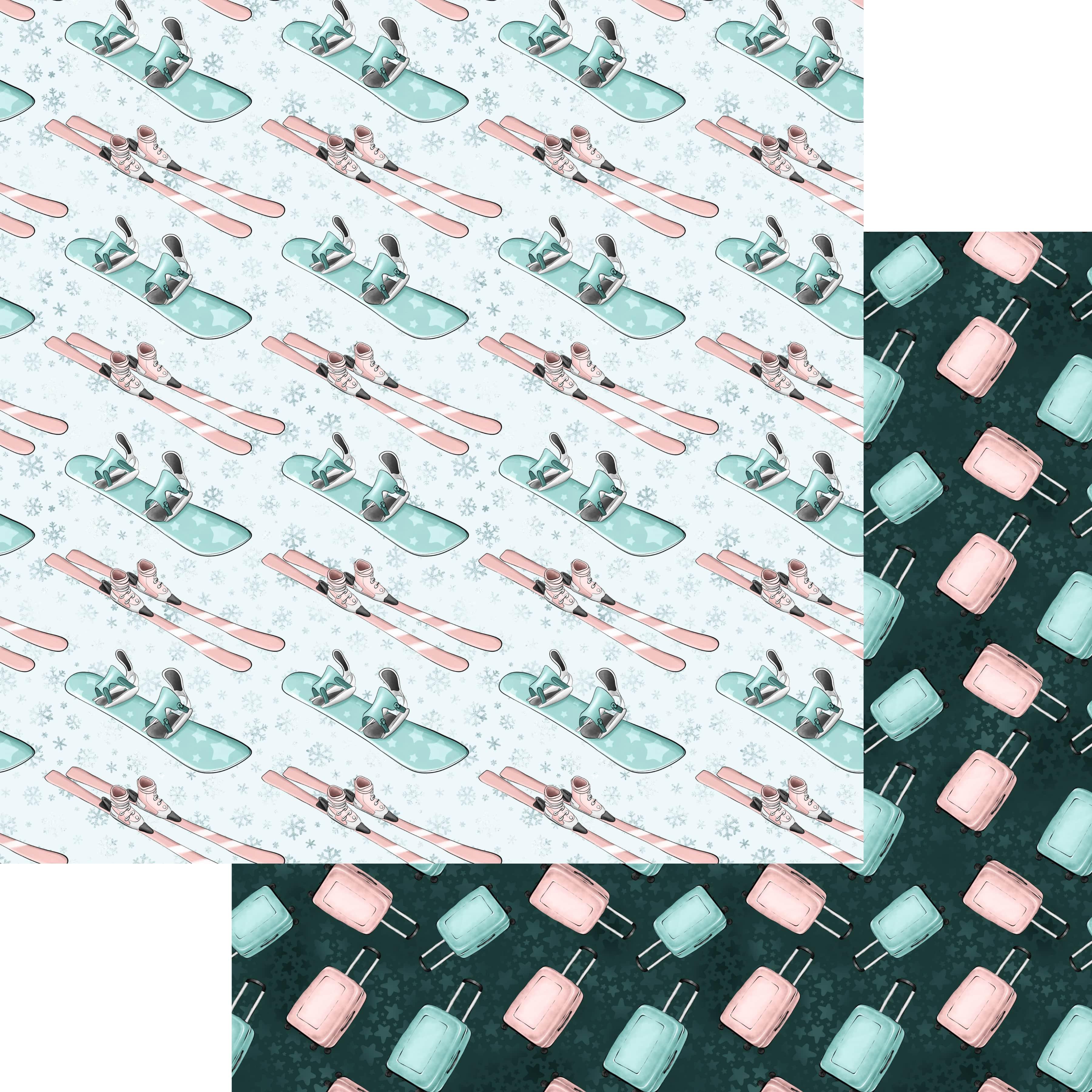 Snow Business Collection Pack Your Skis 12 x 12 Double-Sided Scrapbook Paper by SSC Designs