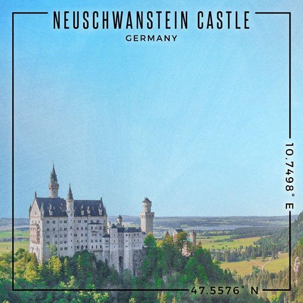 Travel Coordinates Collection Neuschwanstein Castle, Germany 12 x 12 Double-Sided Scrapbook Paper by Scrapbook Customs - Scrapbook Supply Companies