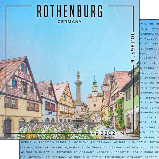 Travel Coordinates Collection Rothenburg, Germany 12 x 12 Double-Sided Scrapbook Paper by Scrapbook Customs - Scrapbook Supply Companies