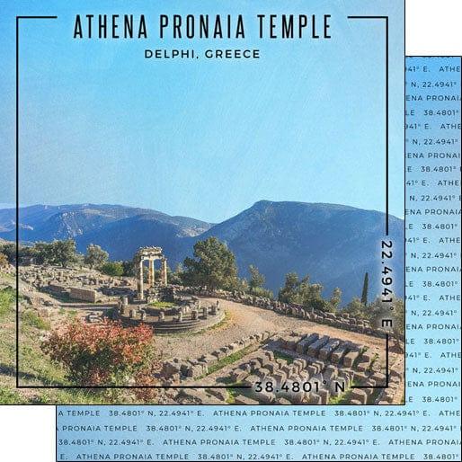 Travel Coordinates Collection Athena Pronaia Temple, Delphi, Greece 12 x 12 Double-Sided Scrapbook Paper by Scrapbook Customs - Scrapbook Supply Companies