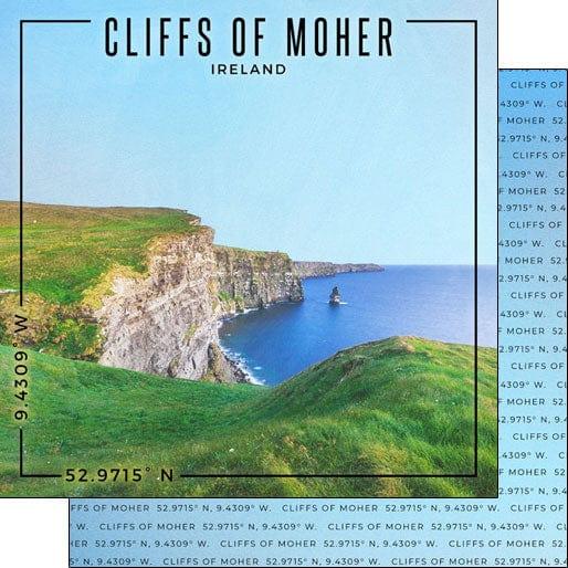 Travel Coordinates Collection Cliffs of Moher, Ireland 12 x 12 Double-Sided Scrapbook Paper by Scrapbook Customs