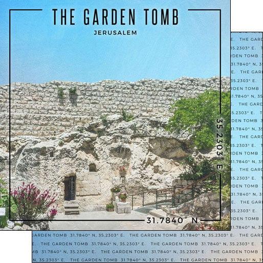 Travel Coordinates Collection The Garden Tomb, Jerusalem, Israel 12 x 12 Double-Sided Scrapbook Paper by Scrapbook Customs