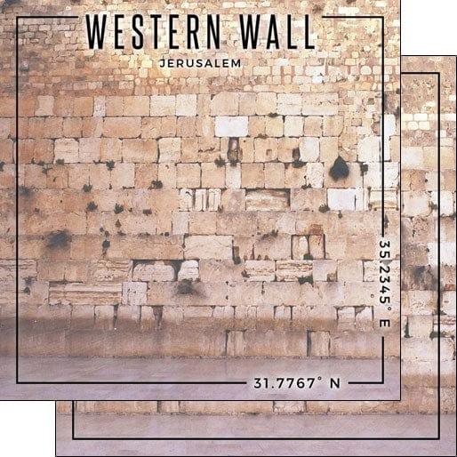 Travel Coordinates Collection Western Wall, Jerusalem, Israel 12 x 12 Double-Sided Scrapbook Paper by Scrapbook Customs - Scrapbook Supply Companies
