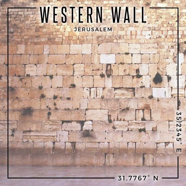 Travel Coordinates Collection Western Wall, Jerusalem, Israel 12 x 12 Double-Sided Scrapbook Paper by Scrapbook Customs - Scrapbook Supply Companies