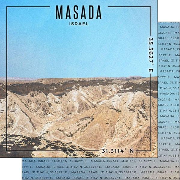 Travel Coordinates Collection Masada, Israel 12 x 12 Double-Sided Scrapbook Paper by Scrapbook Customs