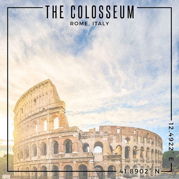 Travel Coordinates Collection The Colosseum, Rome, Italy 12 x 12 Double-Sided Scrapbook Paper by Scrapbook Customs - Scrapbook Supply Companies