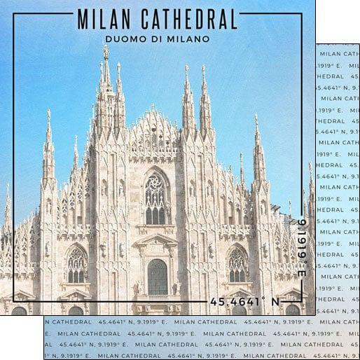 Travel Coordinates Collection Milan Cathedral, Duomo Di Milano, Italy 12 x 12 Double-Sided Scrapbook Paper by Scrapbook Customs