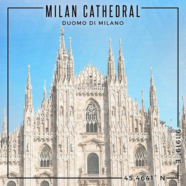 Travel Coordinates Collection Milan Cathedral, Duomo Di Milano, Italy 12 x 12 Double-Sided Scrapbook Paper by Scrapbook Customs - Scrapbook Supply Companies