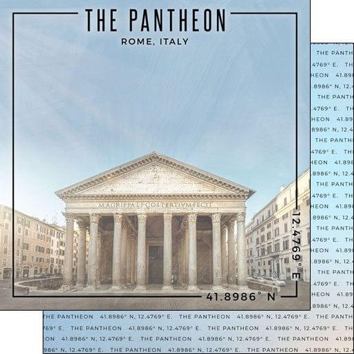 Travel Coordinates Collection The Pantheon, Rome, Italy 12 x 12 Double-Sided Scrapbook Paper by Scrapbook Customs - Scrapbook Supply Companies