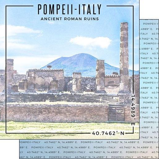 Travel Coordinates Collection Ancient Roman Ruins, Pompeii, Italy 12 x 12 Double-Sided Scrapbook Paper by Scrapbook Customs - Scrapbook Supply Companies