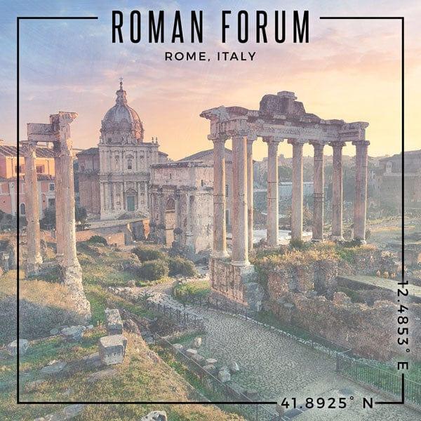 Travel Coordinates Collection Roman Forum, Rome, Italy 12 x 12 Double-Sided Scrapbook Paper by Scrapbook Customs - Scrapbook Supply Companies