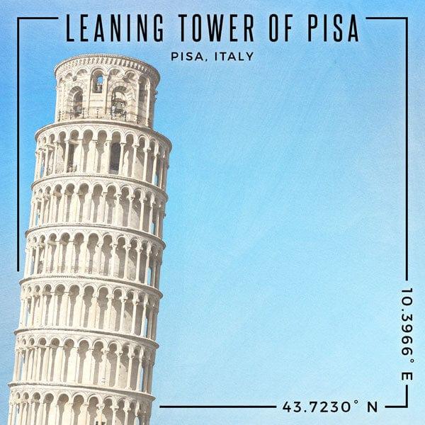 Travel Coordinates Collection Leaning Tower of Pisa, Pisa, Italy 12 x 12 Double-Sided Scrapbook Paper by Scrapbook Customs - Scrapbook Supply Companies