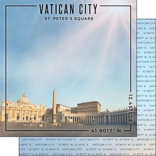 Travel Coordinates Collection St. Peter's Square, Vatican City, Italy 12 x 12 Double-Sided Scrapbook Paper by Scrapbook Customs - Scrapbook Supply Companies