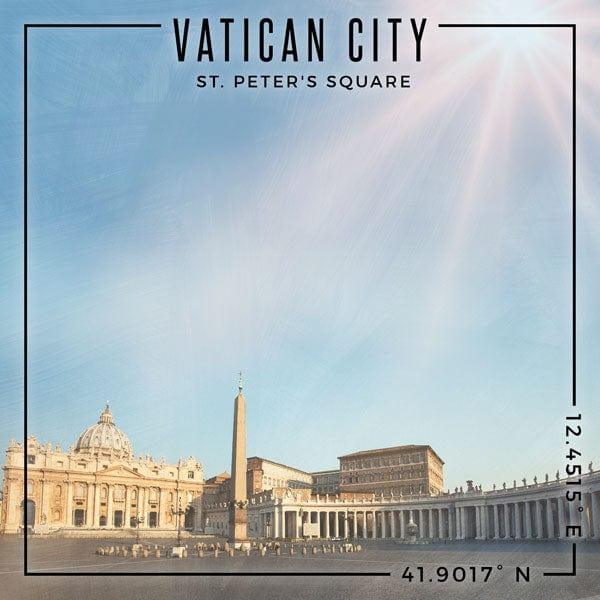 Travel Coordinates Collection St. Peter's Square, Vatican City, Italy 12 x 12 Double-Sided Scrapbook Paper by Scrapbook Customs - Scrapbook Supply Companies