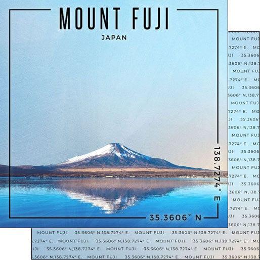 Travel Coordinates Collection Mount Fuji, Japan 12 x 12 Double-Sided Scrapbook Paper by Scrapbook Customs - Scrapbook Supply Companies