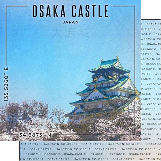 Travel Coordinates Collection Osaka Castle, Japan 12 x 12 Double-Sided Scrapbook Paper by Scrapbook Customs