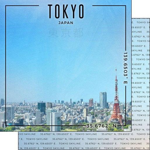Travel Coordinates Collection Tokyo, Japan 12 x 12 Double-Sided Scrapbook Paper by Scrapbook Customs