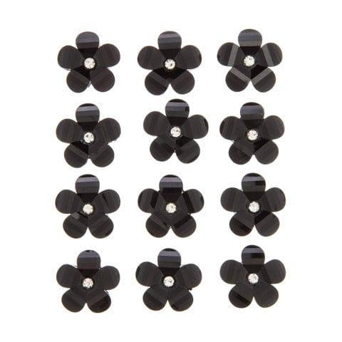 Stone Collection Black Flower Scrapbook Embellishment by Darice - 12 piece - Scrapbook Supply Companies