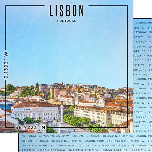 Travel Coordinates Collection Lisbon, Portugal 12 x 12 Double-Sided Scrapbook Paper by Scrapbook Customs