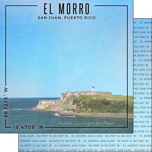 Travel Coordinates Collection El Morro, San Juan, Puerto Rico 12 x 12 Double-Sided Scrapbook Paper by Scrapbook Customs - Scrapbook Supply Companies