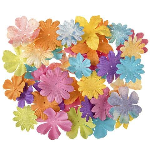 Floral Embellishments Collection Watercolor 1.25 to 1.75 inch Blooms Scrapbook Embellishment by Darice - 65 Pieces - Scrapbook Supply Companies