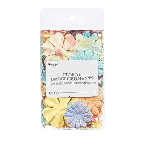 Floral Embellishments Collection Watercolor 1.25 to 1.75 inch Blooms Scrapbook Embellishment by Darice - 65 Pieces - Scrapbook Supply Companies