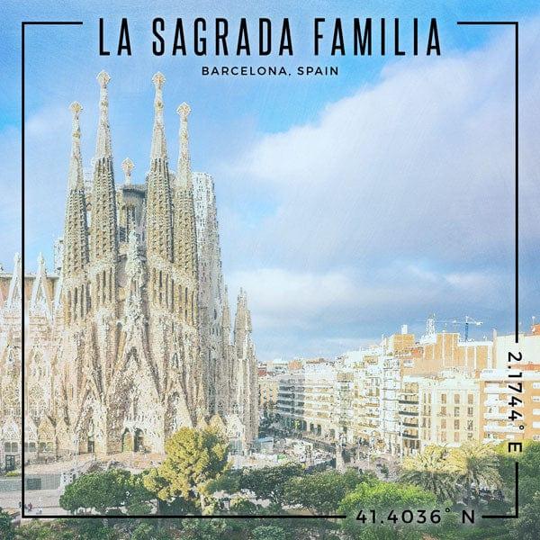 Travel Coordinates Collection La Sagrada Familia, Barcelona, Spain 12 x 12 Double-Sided Scrapbook Paper by Scrapbook Customs - Scrapbook Supply Companies