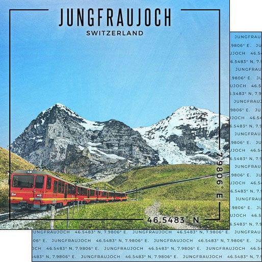 Travel Coordinates Collection Jungfraujoch, Switzerland 12 x 12 Double-Sided Scrapbook Paper by Scrapbook Customs - Scrapbook Supply Companies