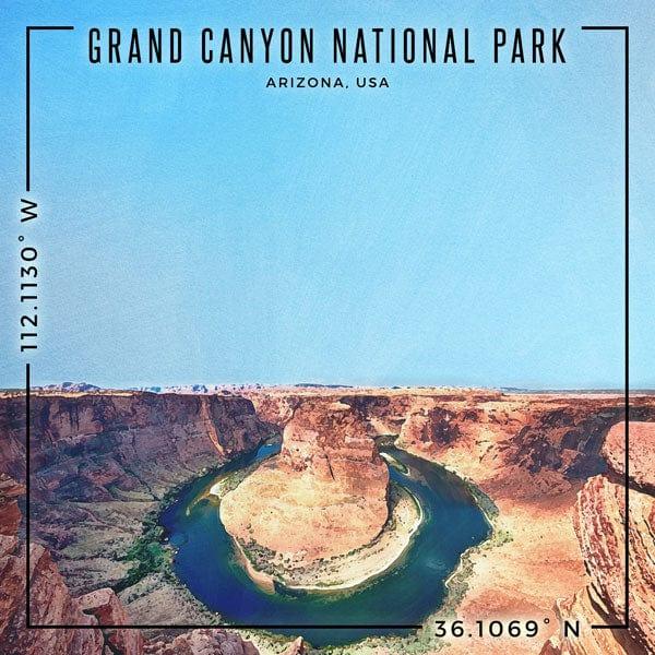 Travel Coordinates Collection Grand Canyon National Park, Arizona, USA 12 x 12 Double-Sided Scrapbook Paper by Scrapbook Customs - Scrapbook Supply Companies