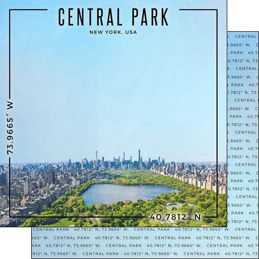 Travel Coordinates Collection Central Park, New York City, USA 12 x 12 Double-Sided Scrapbook Paper by Scrapbook Customs