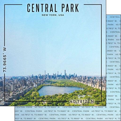 Travel Coordinates Collection Central Park, New York City, USA 12 x 12 Double-Sided Scrapbook Paper by Scrapbook Customs - Scrapbook Supply Companies