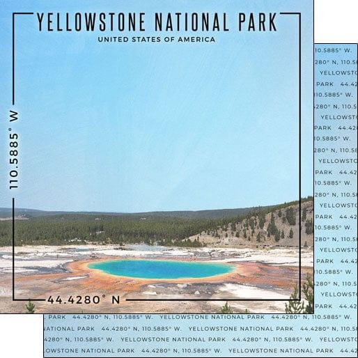 Travel Coordinates Collection Yellowstone National Park 12 x 12 Double-Sided Scrapbook Paper by Scrapbook Customs - Scrapbook Supply Companies