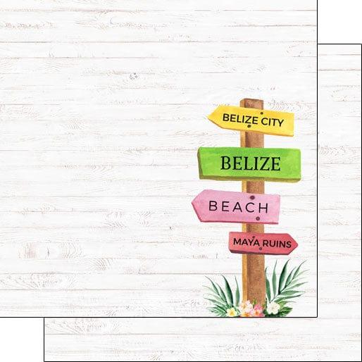 Vacay Collection Belize Vacation Sign 12 x 12 Double-Sided Scrapbook Paper by Scrapbook Customs