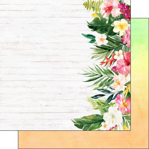 Vacay Collection Floral Edge 12 x 12 Double-Sided Scrapbook Paper by Scrapbook Customs - Scrapbook Supply Companies