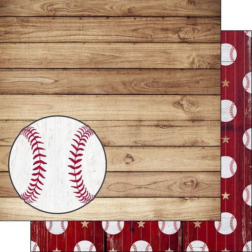 Wood Sports Collection Baseball Brown Wood 12 x 12 Double-Sided Scrapbook Paper by Scrapbook Customs - Scrapbook Supply Companies