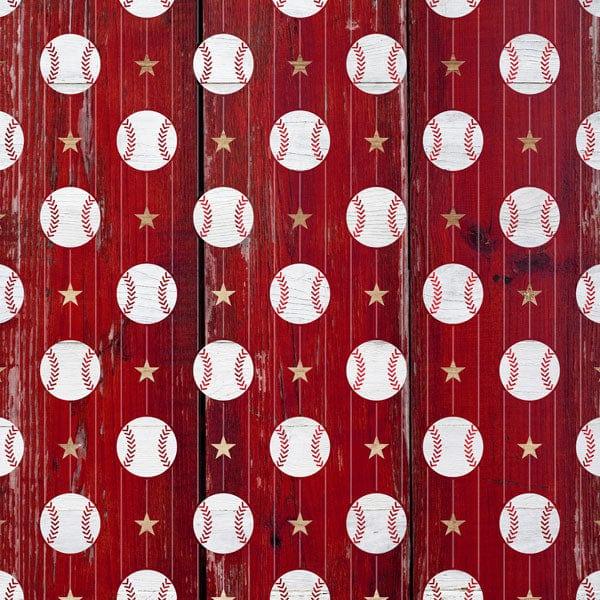 Wood Sports Collection Baseball Brown Wood 12 x 12 Double-Sided Scrapbook Paper by Scrapbook Customs - Scrapbook Supply Companies