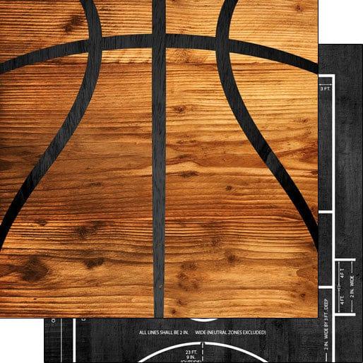 Wood Sports Collection Basketball Brown Wood 12 x 12 Double-Sided Scrapbook Paper by Scrapbook Customs - Scrapbook Supply Companies