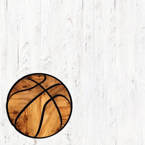 Wood Sports Collection Basketball White Wood 12 x 12 Double-Sided Scrapbook Paper by Scrapbook Customs - Scrapbook Supply Companies