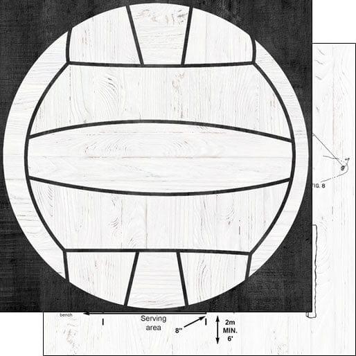 Wood Sports Collection Volleyball White Wood 12 x 12 Double-Sided Scrapbook Paper by Scrapbook Customs - Scrapbook Supply Companies