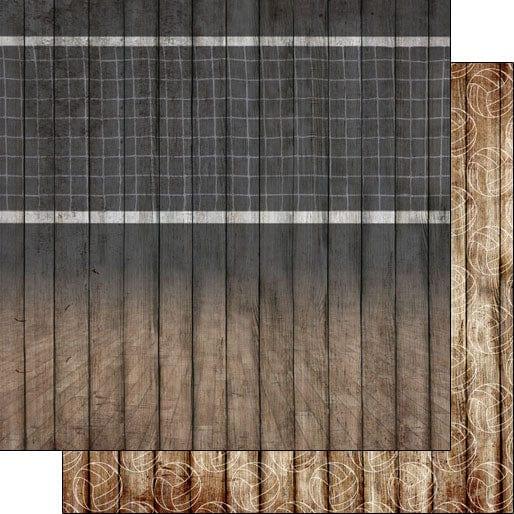 Wood Sports Collection Volleyball Brown Wood 12 x 12 Double-Sided Scrapbook Paper by Scrapbook Customs - Scrapbook Supply Companies