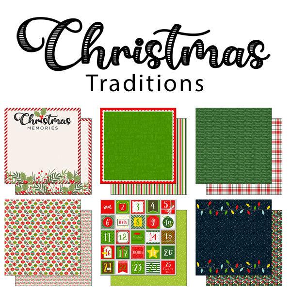Christmas Collection Christmas Traditions 12 x 12 Double-Sided Paper Pack by Scrapbook Customs - 12 Papers - Scrapbook Supply Companies