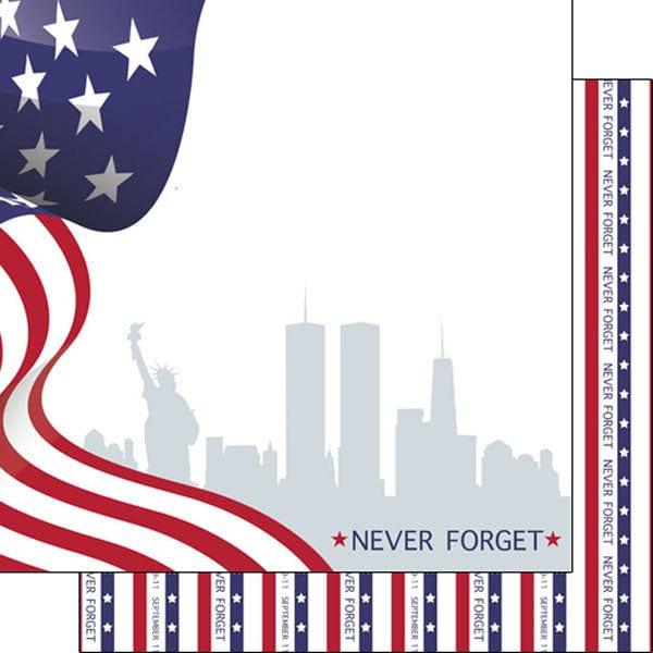 Never Forget Collection 9/11 Stars & Stripes 12 x 12 Double-Sided Scrapbook Paper by Scrapbook Customs - Scrapbook Supply Companies