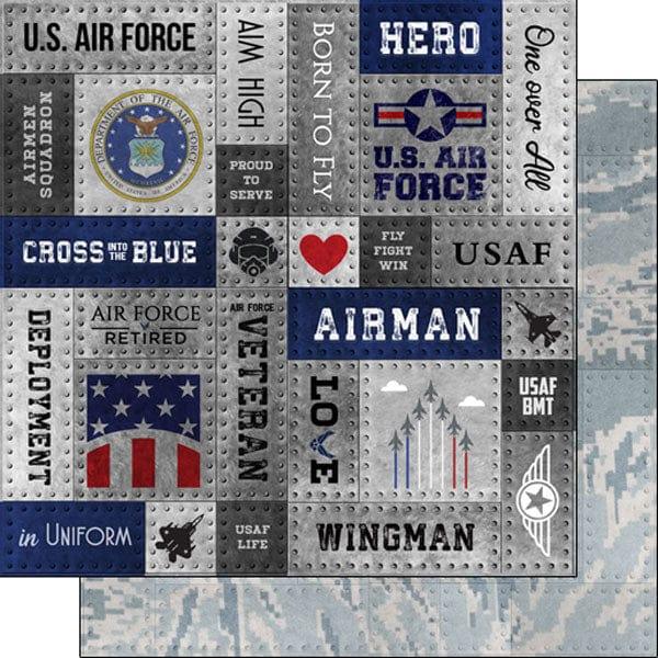 Military Emblem Collection Air Force Metal Rivets 12 x 12 Double-Sided Scrapbook Paper by Scrapbook Customs