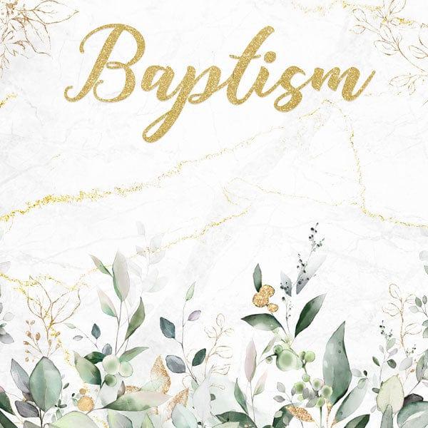 Holy Sacraments Collection Baptism Eucalyptus & Gold 12 x 12 Double-Sided Scrapbook Paper by Scrapbook Customs - Scrapbook Supply Companies