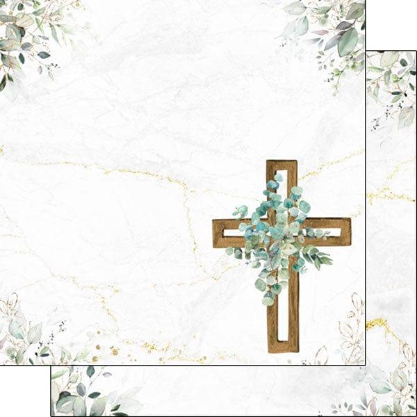 Holy Sacraments Collection Wooden Eucalyptus Cross 12 x 12 Double-Sided Scrapbook Paper by Scrapbook Customs - Scrapbook Supply Companies