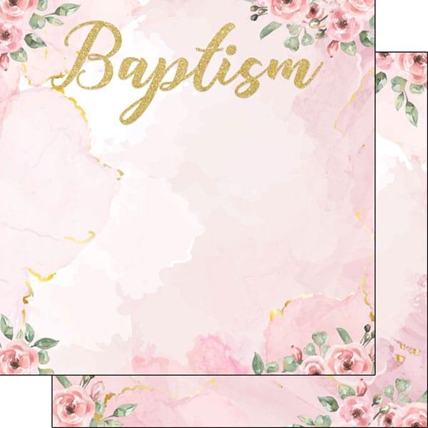 Holy Sacraments Collection Baptism Pink & Gold 12 x 12 Double-Sided Scrapbook Paper by Scrapbook Customs - Scrapbook Supply Companies