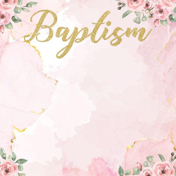 Holy Sacraments Collection Baptism Pink & Gold 12 x 12 Double-Sided Scrapbook Paper by Scrapbook Customs - Scrapbook Supply Companies