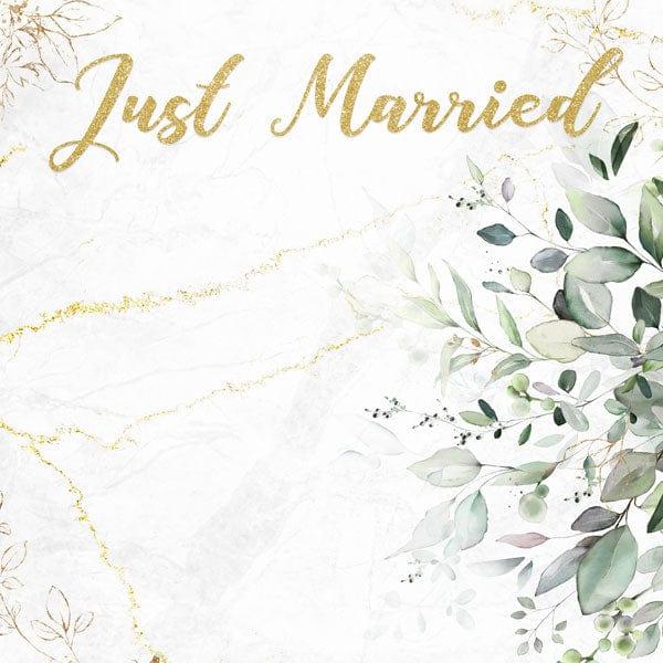 Holy Sacraments Collection Just Married Eucalyptus & Gold 12 x 12 Double-Sided Scrapbook Paper by Scrapbook Customs - Scrapbook Supply Companies