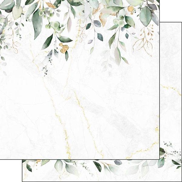 Holy Sacraments Collection Gold Marble Eucalyptus Borders 12 x 12 Double-Sided Scrapbook Paper by Scrapbook Customs - Scrapbook Supply Companies