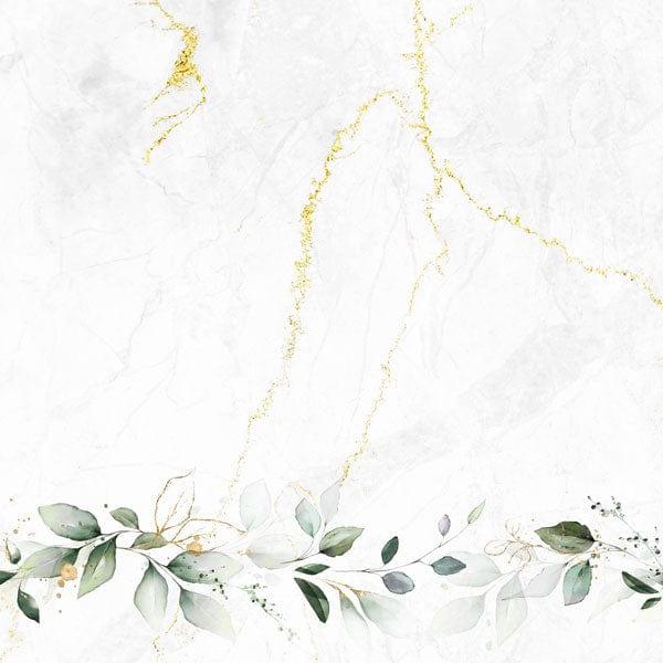 Holy Sacraments Collection Gold Marble Eucalyptus Borders 12 x 12 Double-Sided Scrapbook Paper by Scrapbook Customs - Scrapbook Supply Companies
